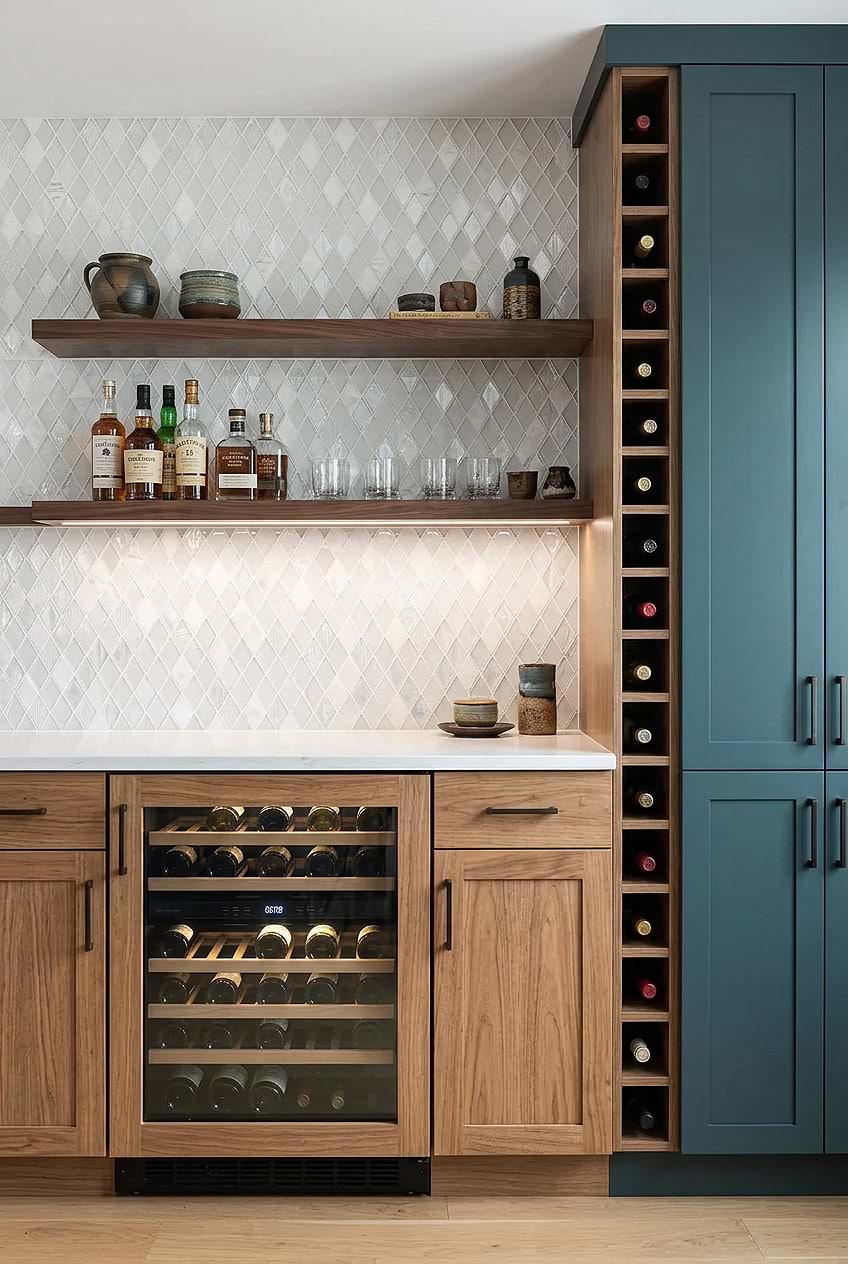 White Rhomboid Mosaic Home Bar Backsplash BA62046