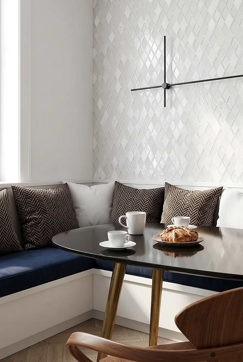 White Rhomboid Mosaic Wall Tile BA62046 White Rhomboid Mosaic Wall Tile BA62046