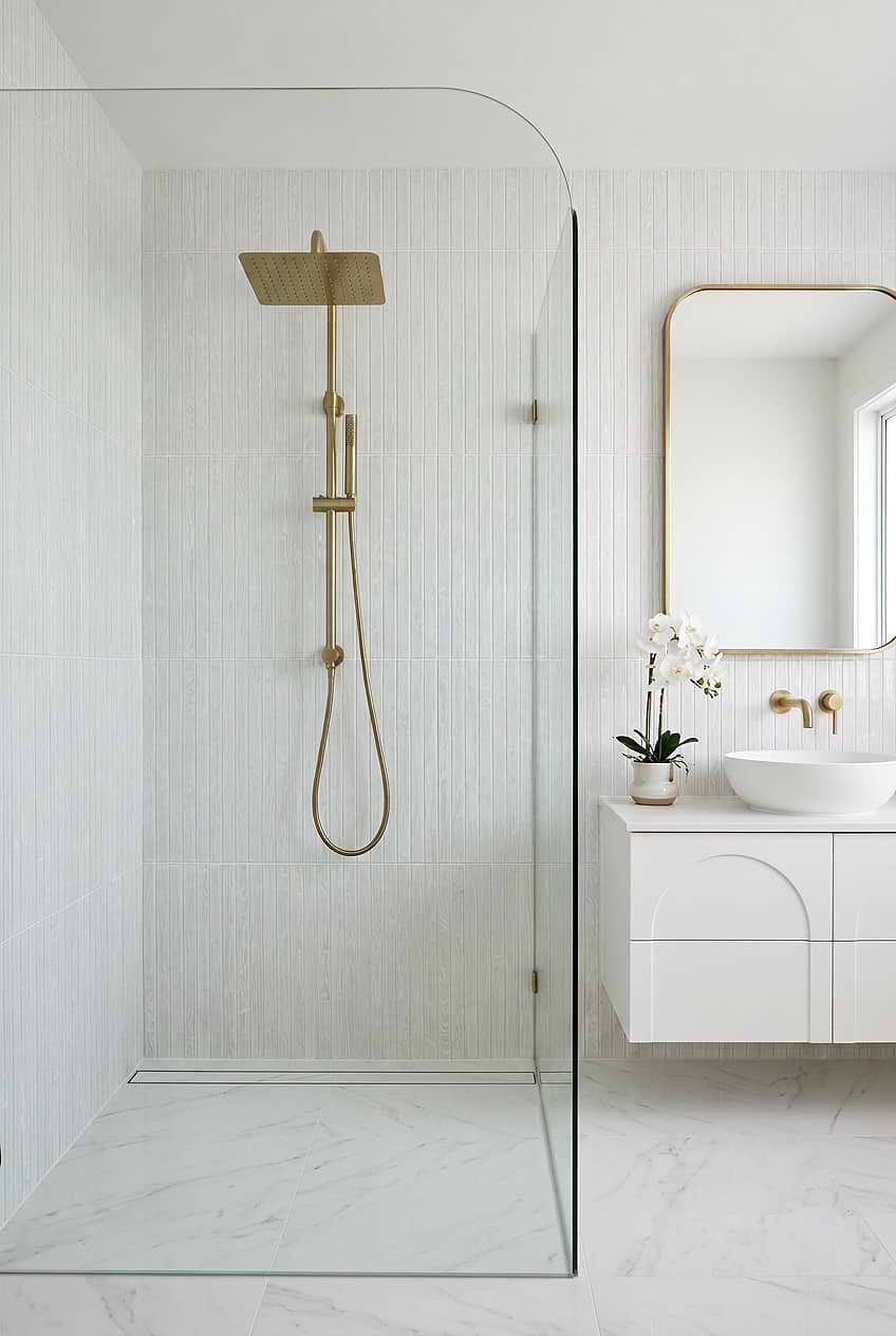 White Shell Glass Shower Wall Tile BA8023