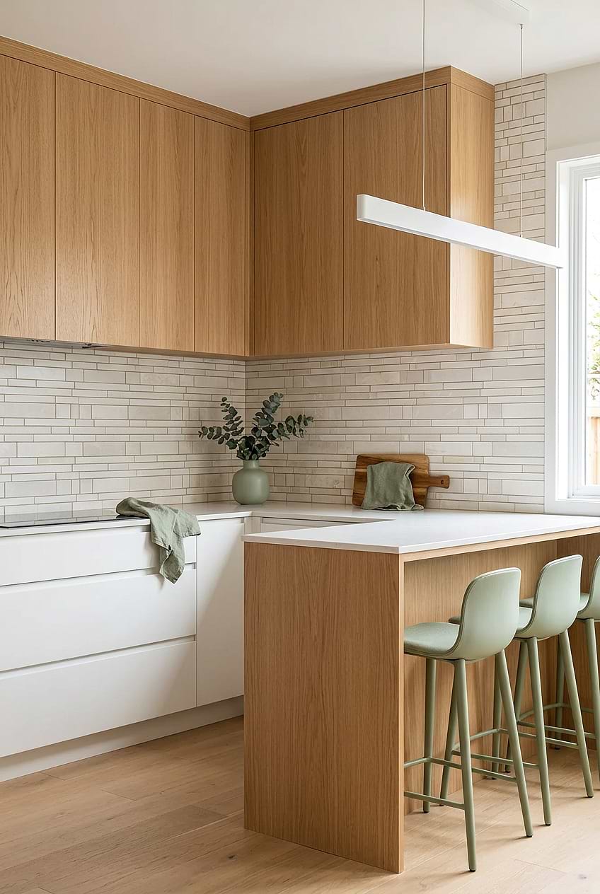Beige Marble Subway Kitchen Backsplash BA1095