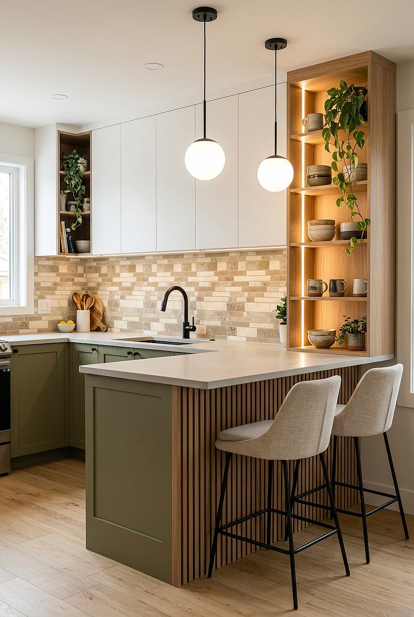 Beige Travertine Subway Kitchen Backsplash BA1024
