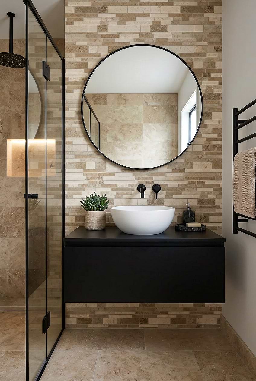 Beige Travertine Subway Mosaic Bathroom Wall Tile BA1024
