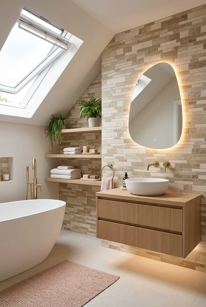Beige Travertine Subway Mosaic Bathroom Wall Tile BA1024
