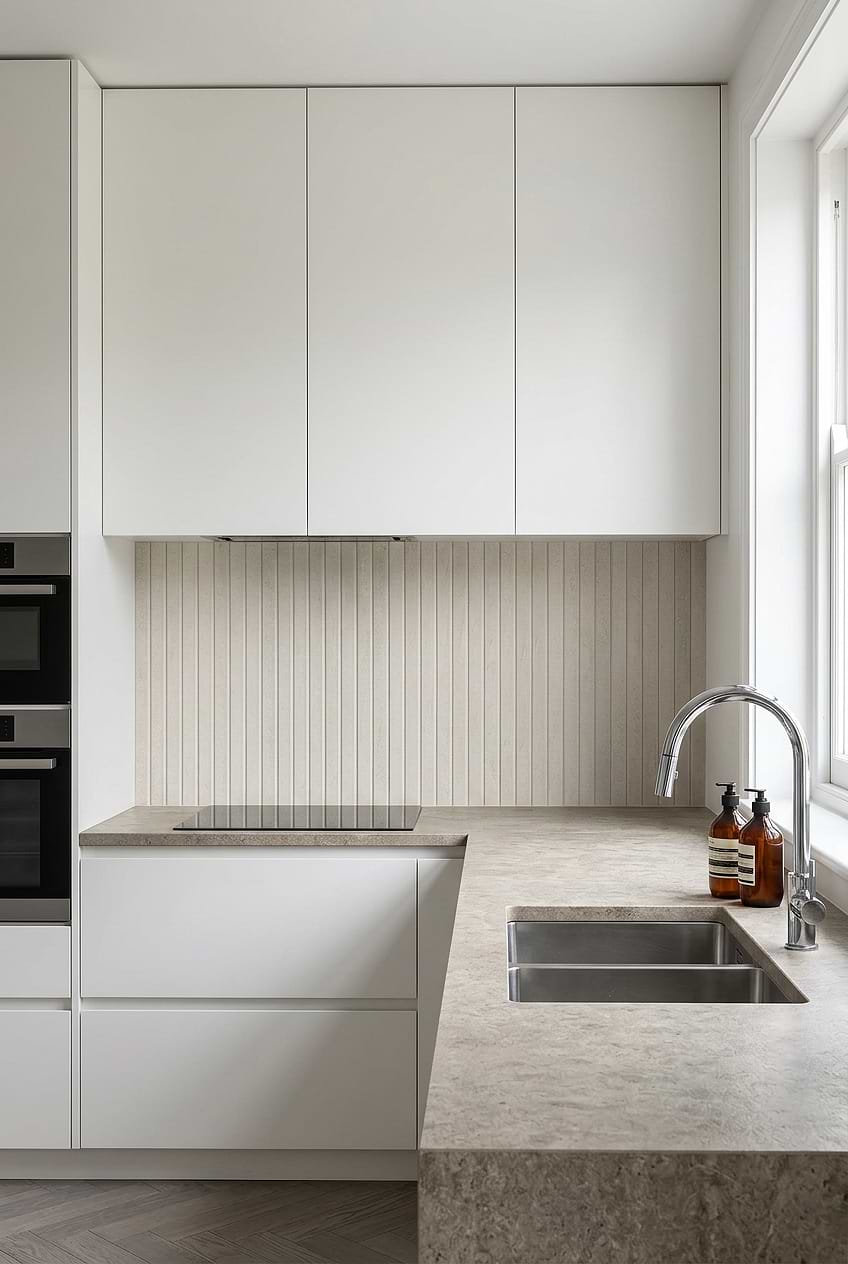 Beige Vertical Porcelain Mosaic Kitchen Backsplash BA4501
