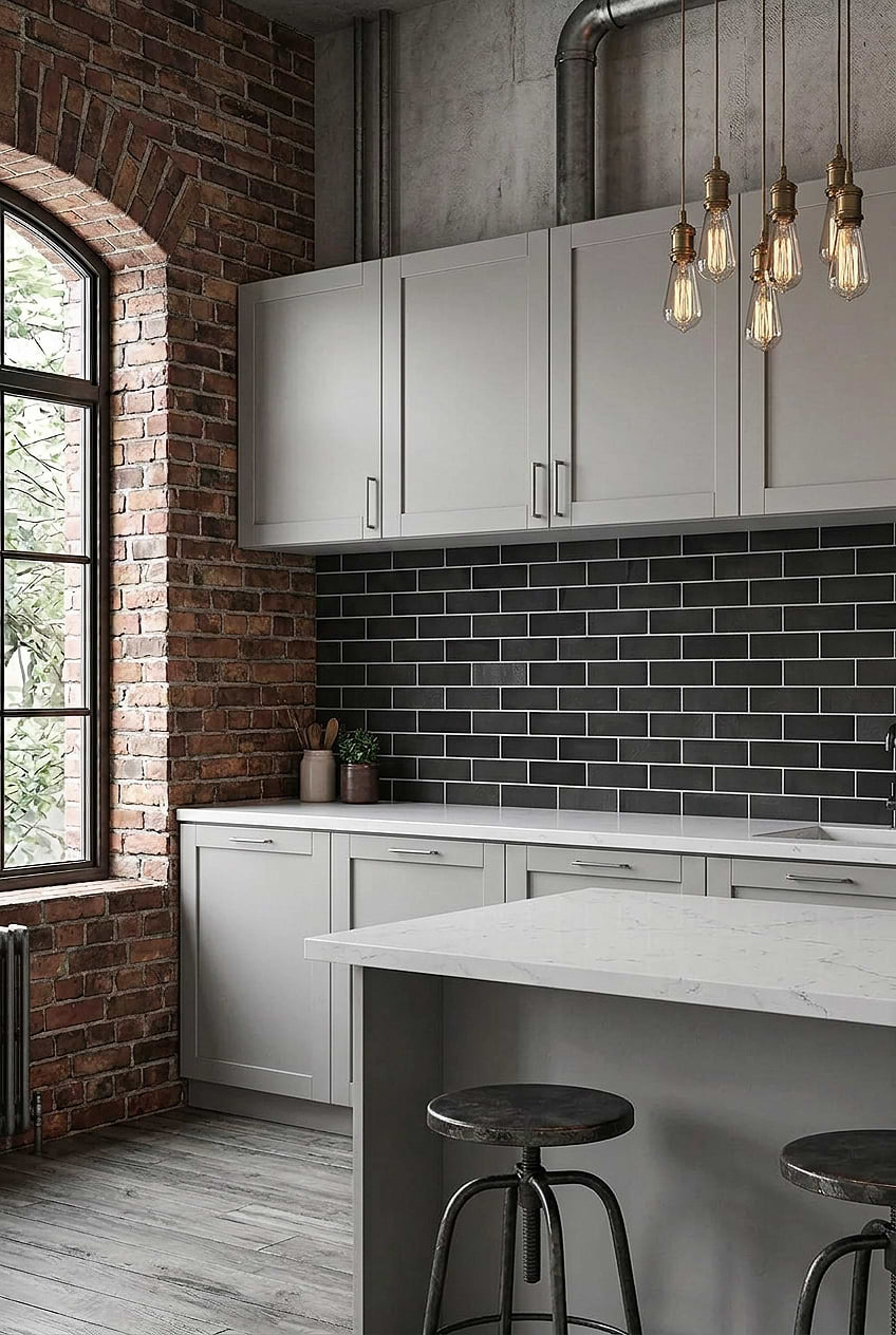 Black Dark Gray Slate Subway Backsplash Tile BA1070 Black Dark Gray Slate Subway Backsplash Tile BA1070