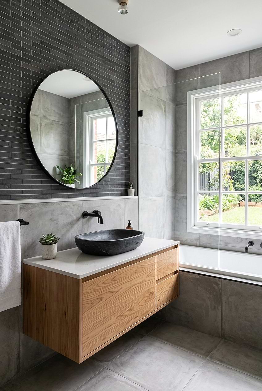 Black Gray Slate Subway Bathroom Backsplash Tile BA1045