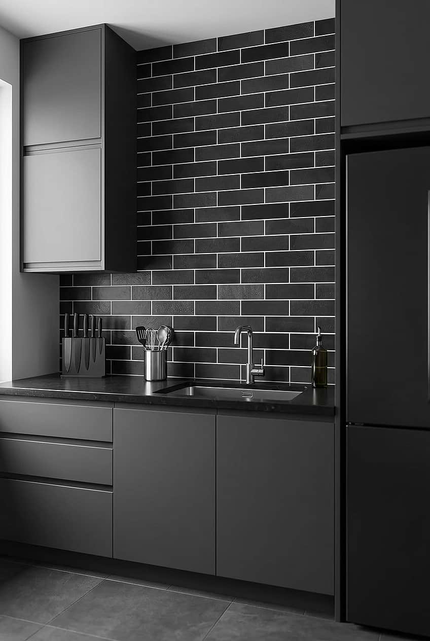 Black Slate Subway Modern Backsplash BA1070