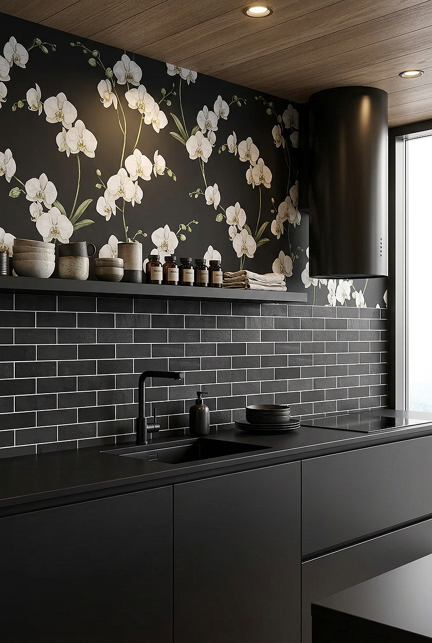 Black Slate Subway Modern Kitchen Backsplash Tile BA1070