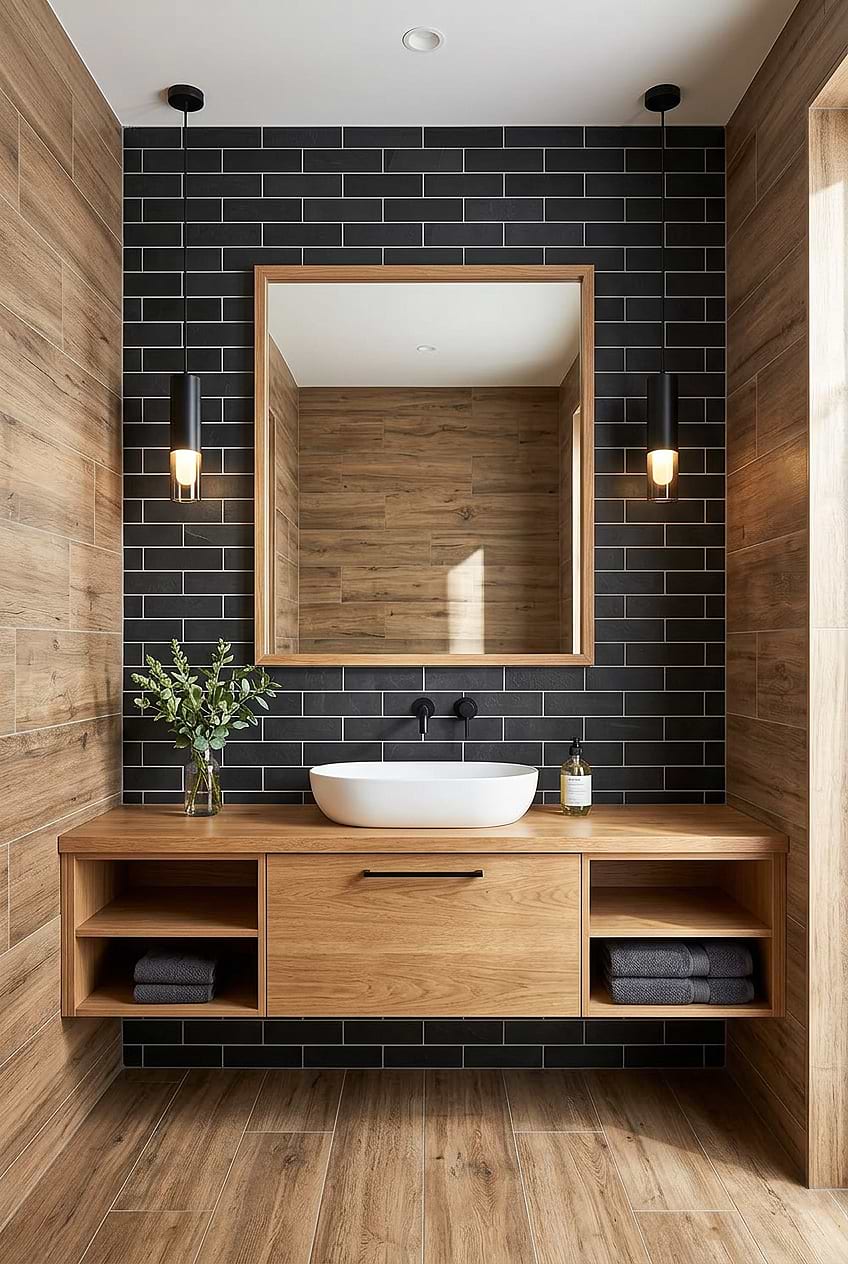 Black Slate Subway Tile Bathroom Wall Tile BA1070 Black Slate Subway Tile Bathroom Wall Tile BA1070