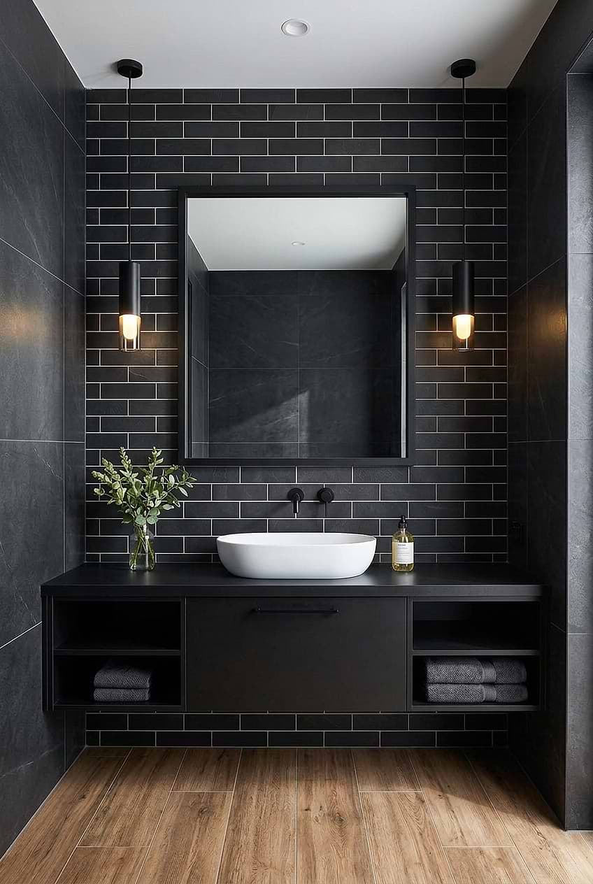 Black Slate Subway Tile Modern Bathroom Tile BA1070