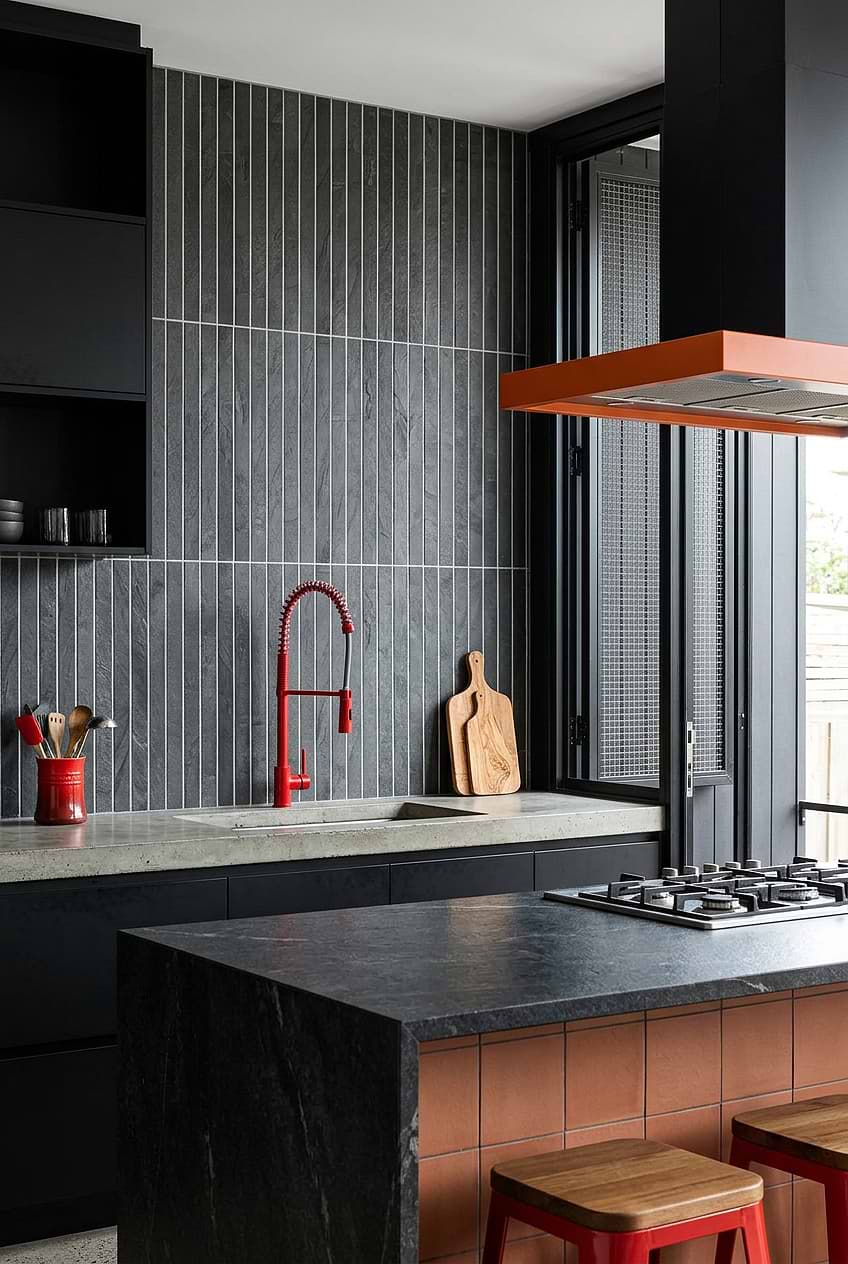 Black Slate Vertical Backsplash Tile BA1081