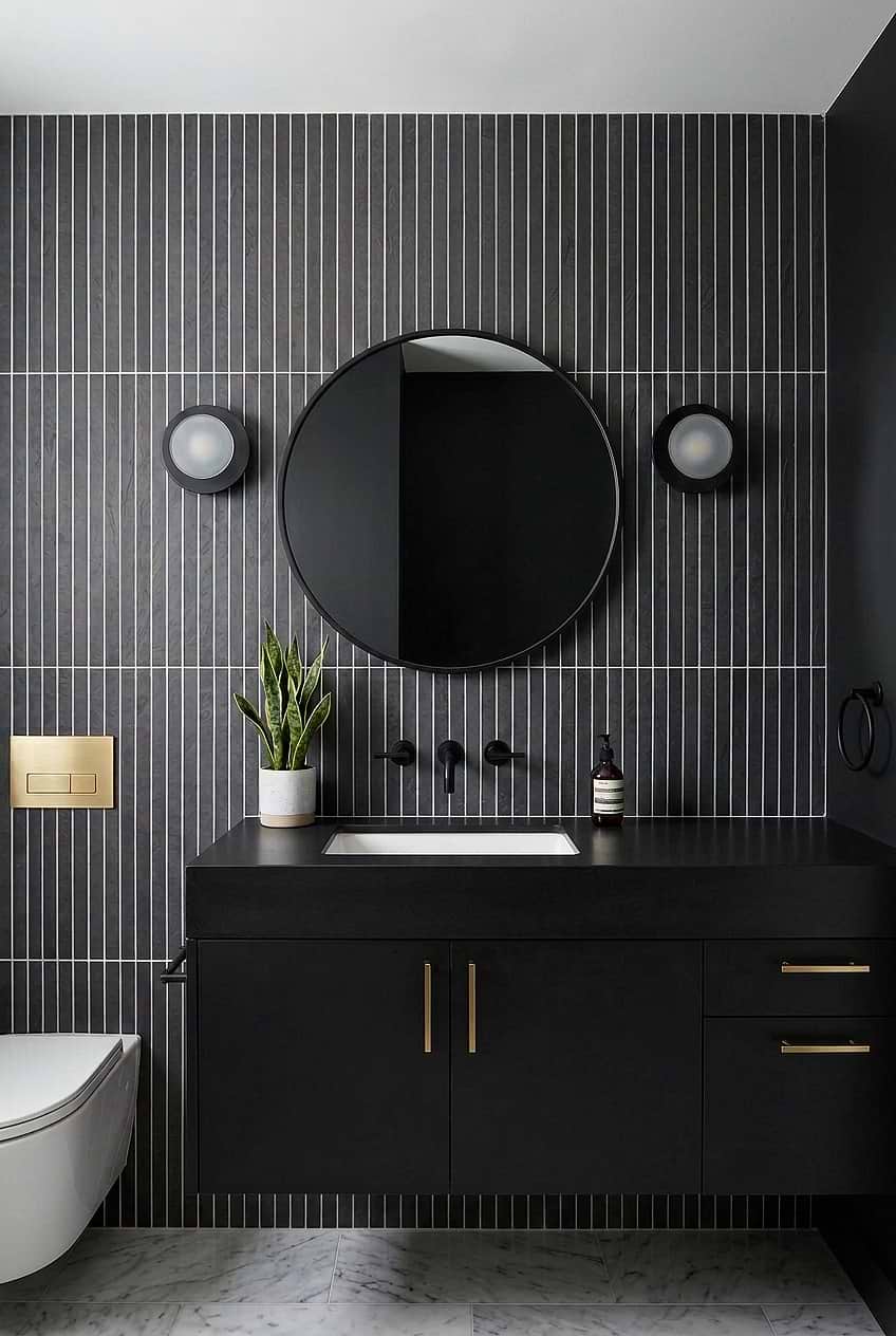 Black Slate Vertical Tile Bathroom Vanity Tile BA1081