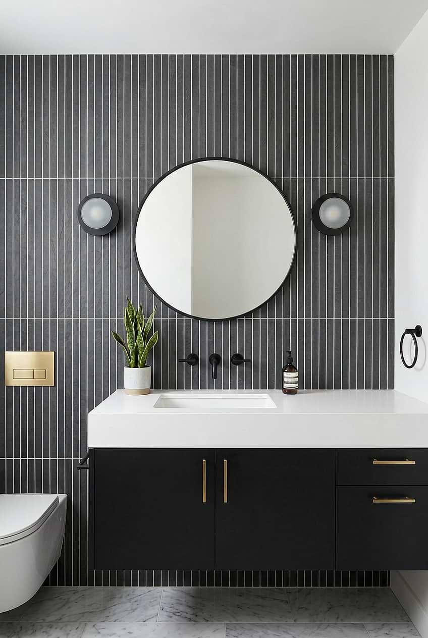 Black Vertical Slate Modern Bathroom Wall Tile BA1081