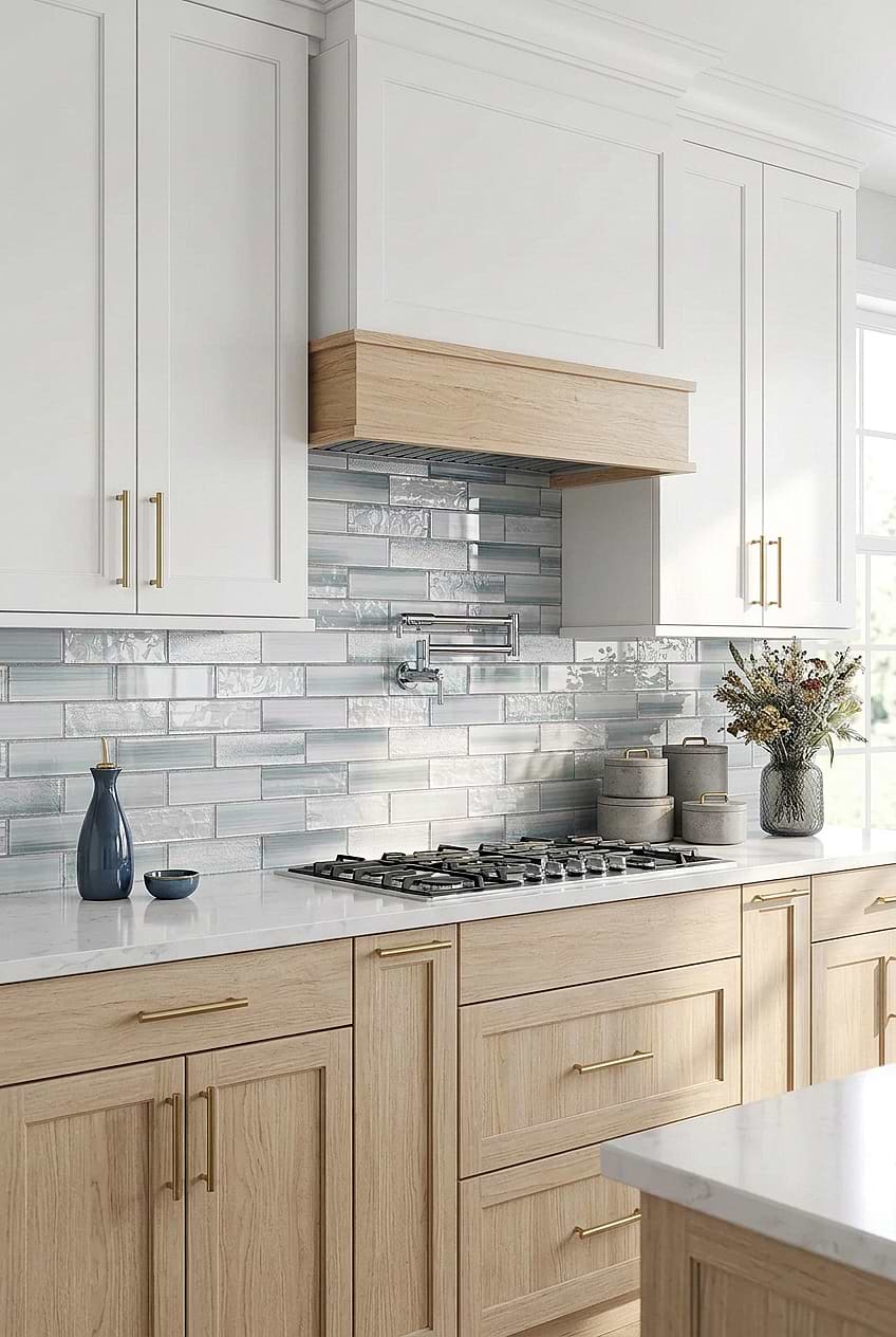 Blue Gray Glass Subway Textured Kitchen Backsplash Tile BA5507 LOT B