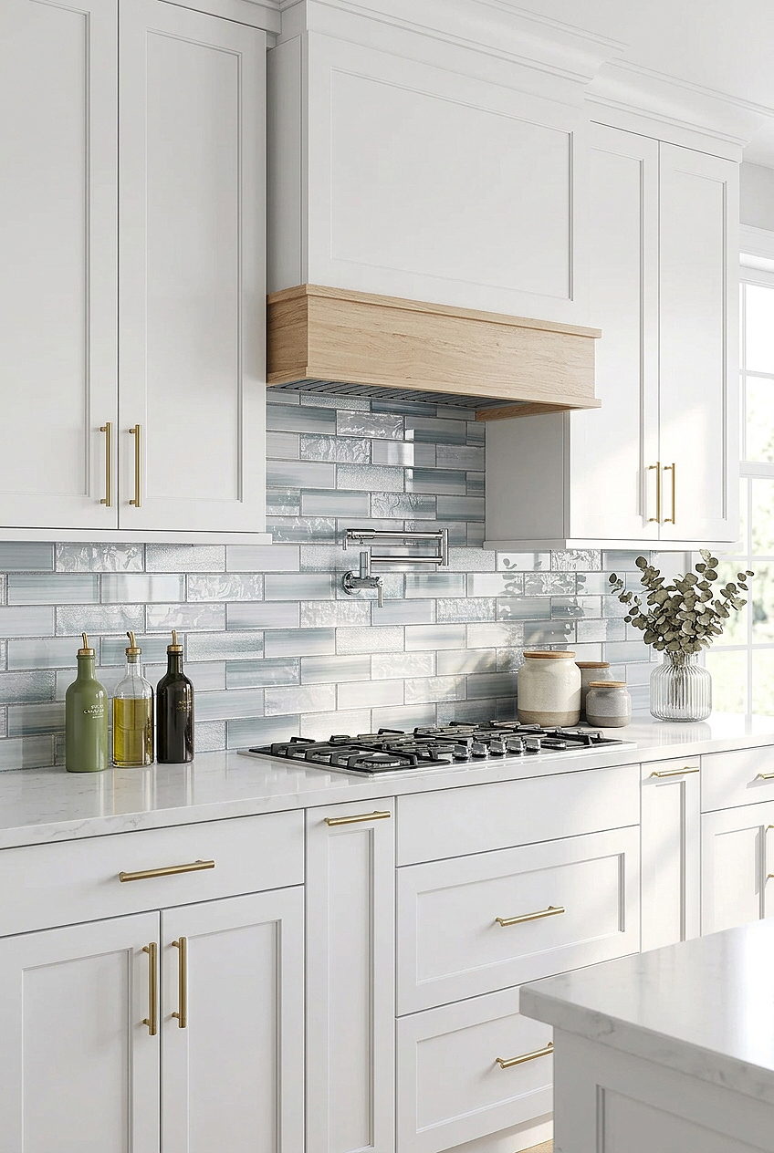 Blue Gray Textured Glass Subway Backsplash Tile BA5507 LOT B