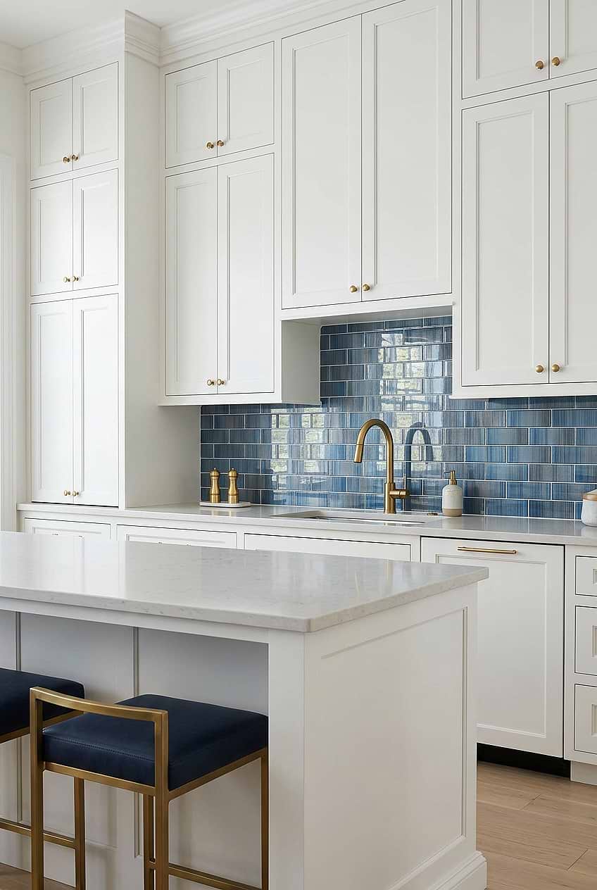 Blue Metallic Glass Backsplash Tile BA8005