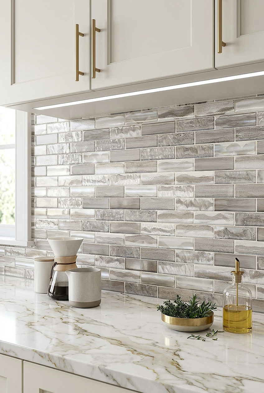 Brown Taupe Glass Subway Kitchen Backsplash Tile BA6201