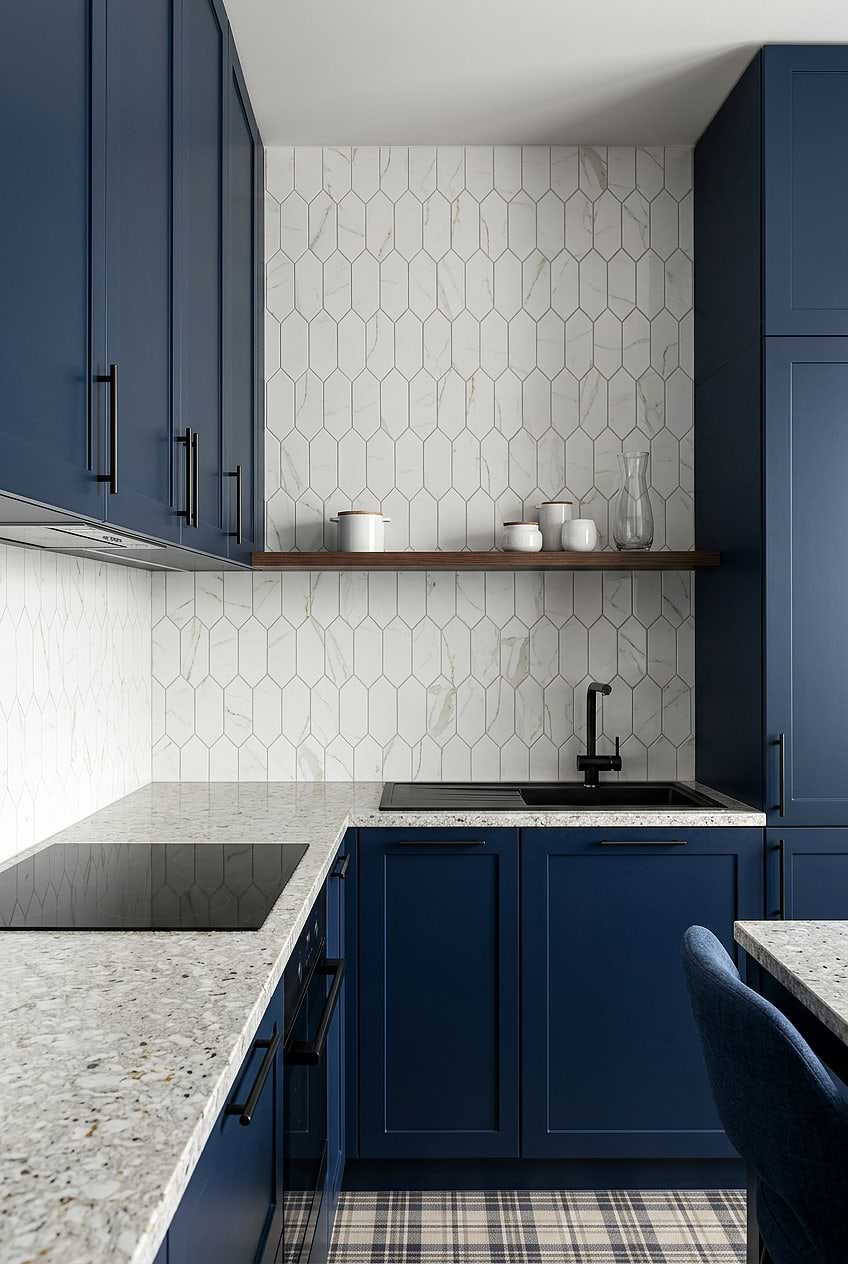 Calacatta Gold Glass Picket Backsplash BA6702