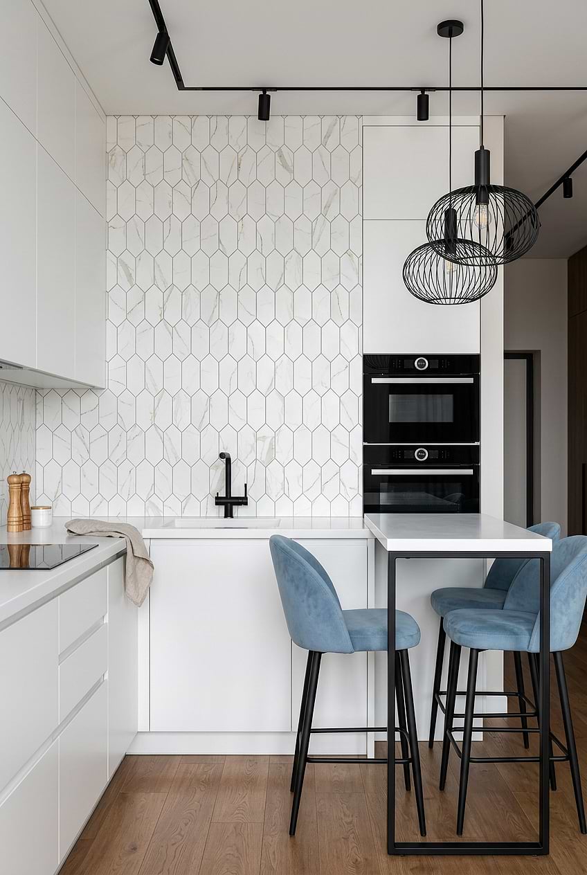 Calacatta Gold Picket Glass Backsplash BA6702