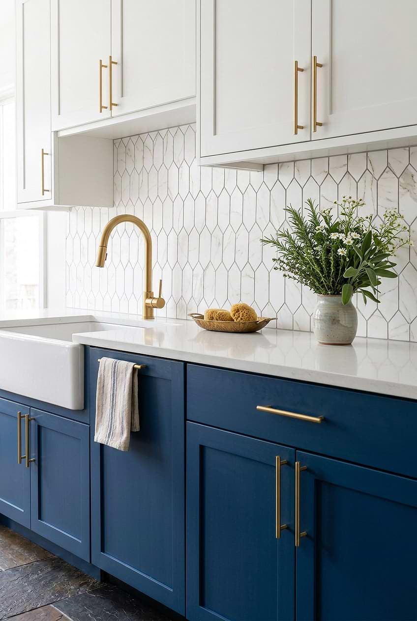 Calacatta Gold Picket Glass Backsplash BA6702