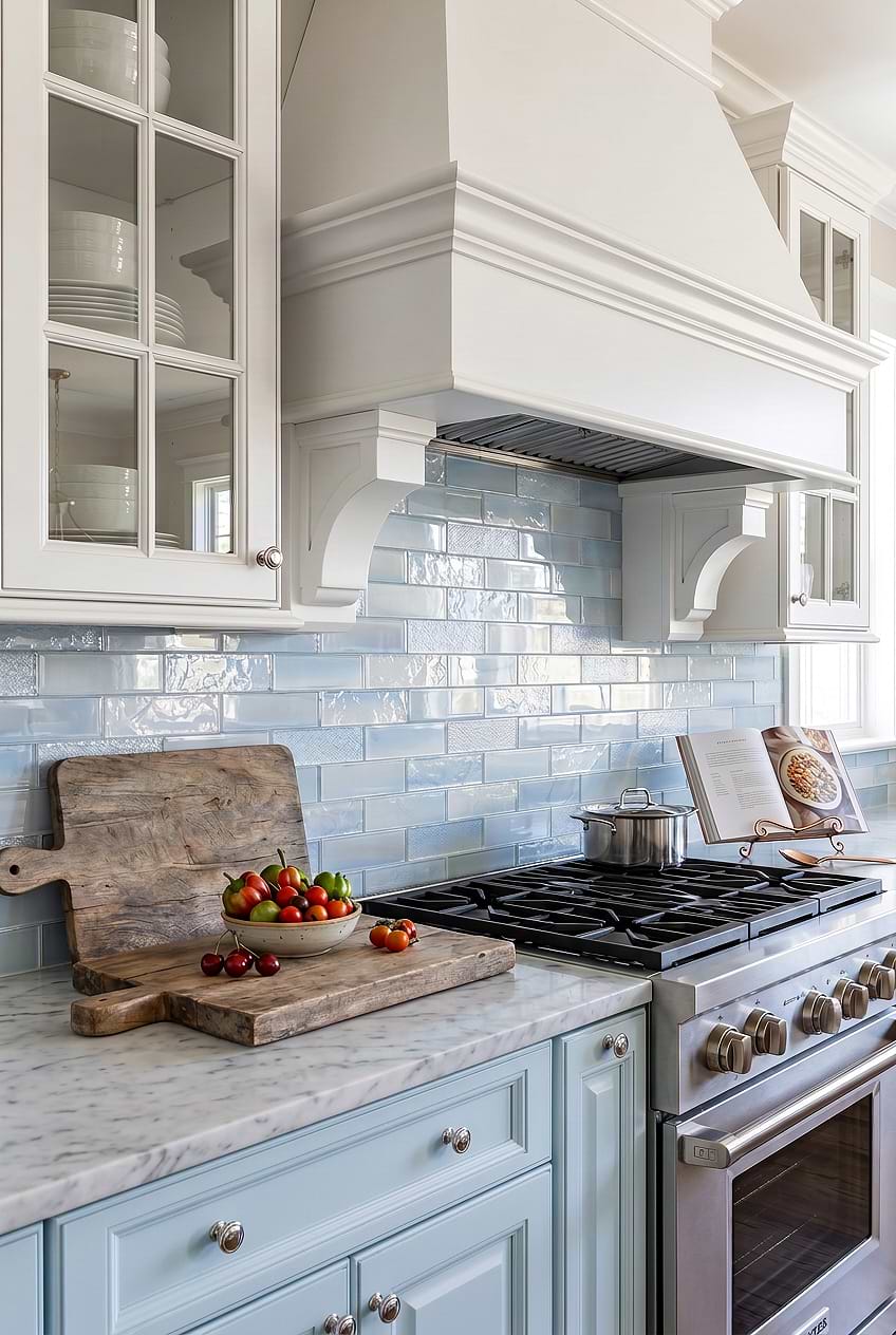 Cloud Blue Glass Subway Backsplash BA5560