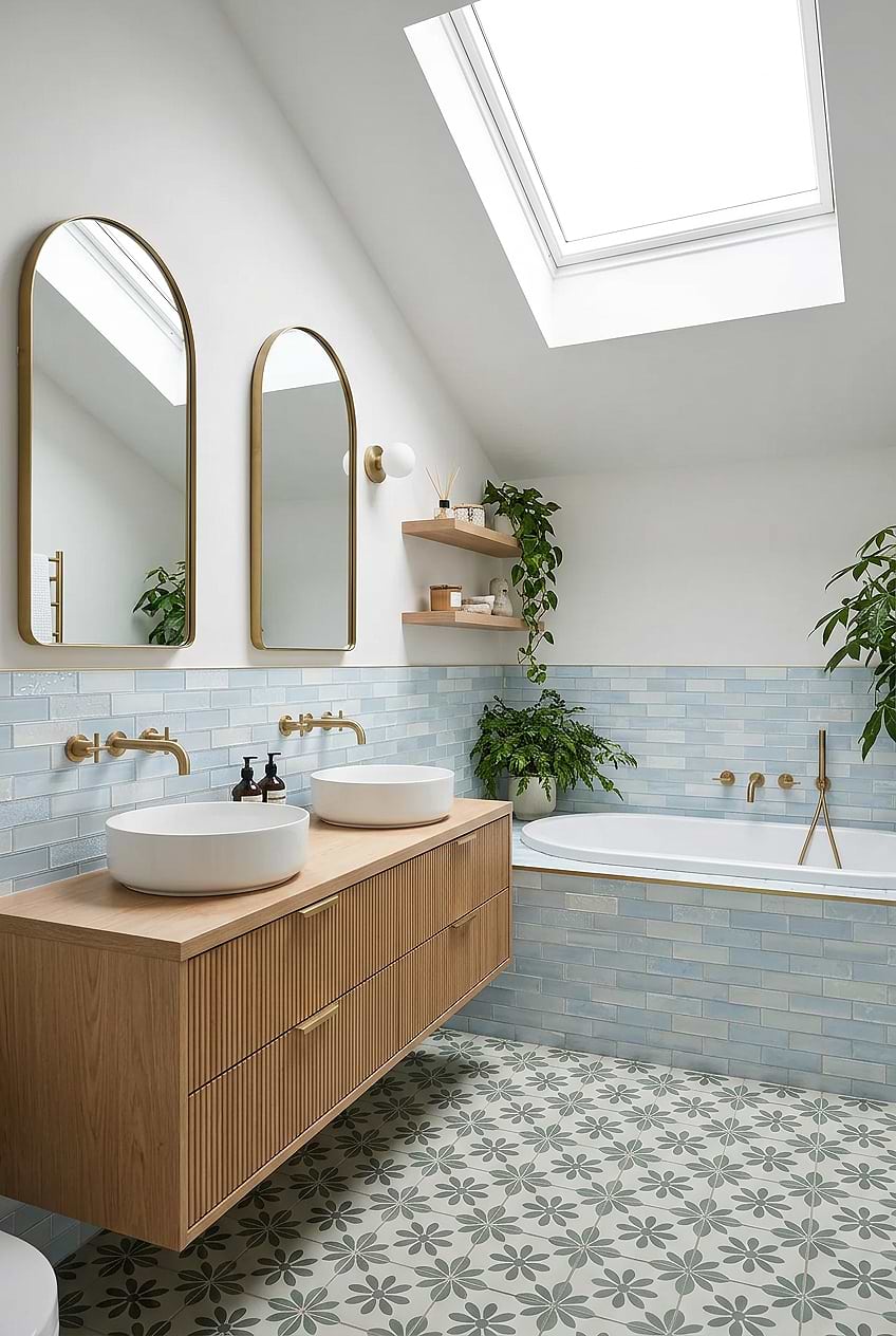 Cloud Blue Glass Subway Bathroom Tile BA5560