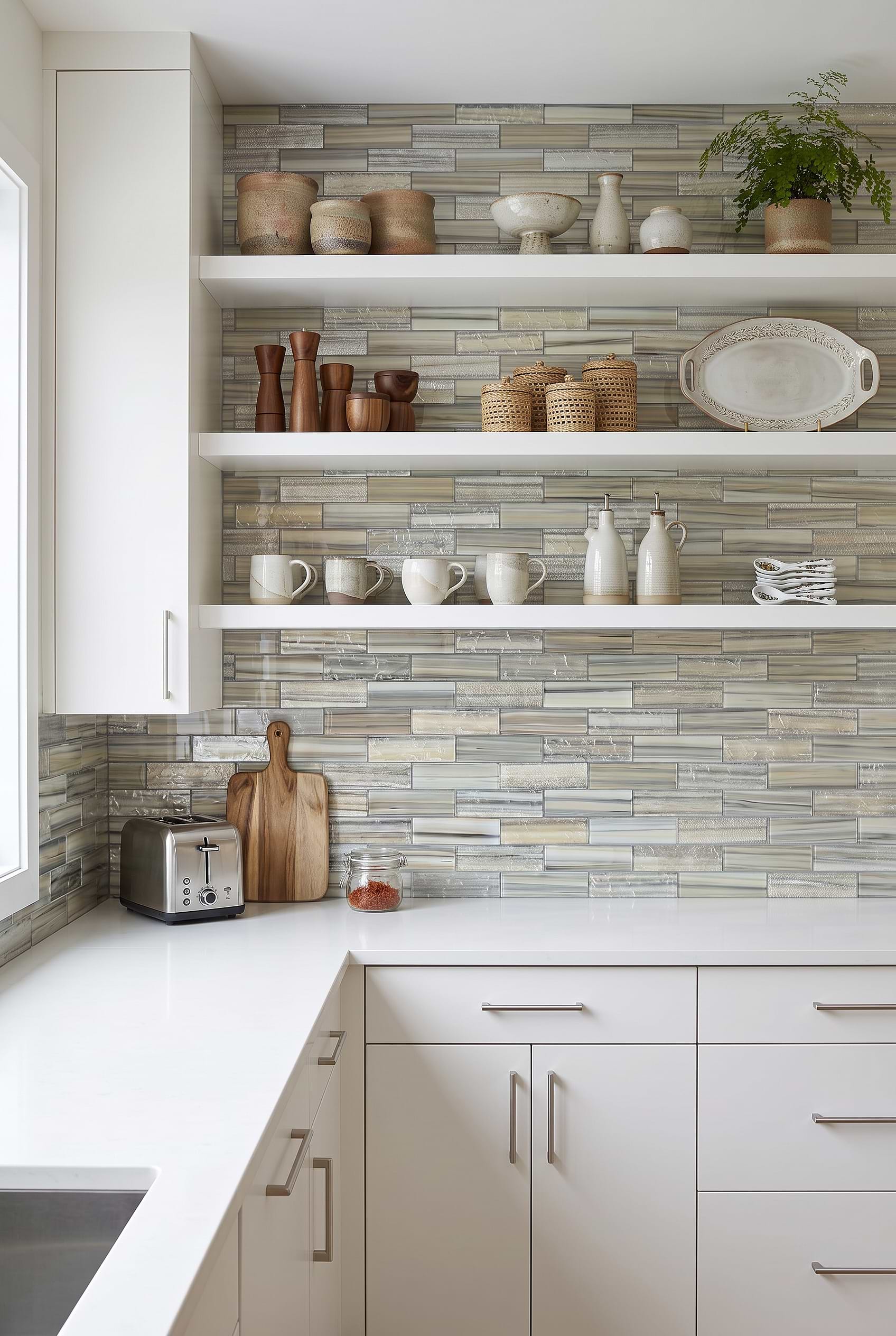 Coastal Gray Blue Glass Subway Backsplash Tile BA5565