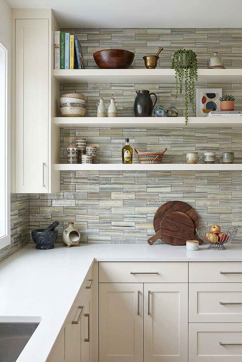 Coastal Gray Blue Glass Subway Backsplash Tile BA5565