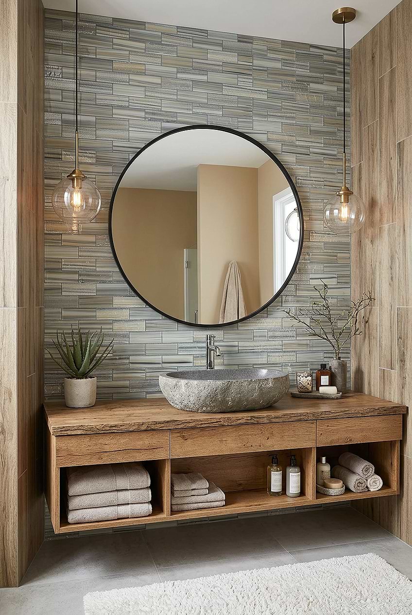 Coastal Gray Blue Glass Subway Bathroom Tile BA5565 Coastal Gray Blue Glass Subway Bathroom Tile BA5565