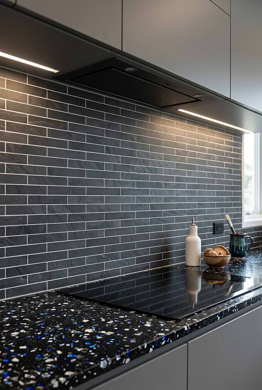 Dark Gray Long Subway Slate Tile BA1045