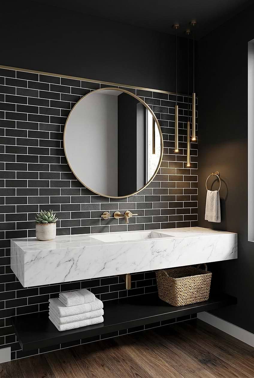 Dark Gray Slate Subway Bathroom Wall Tile BA1070