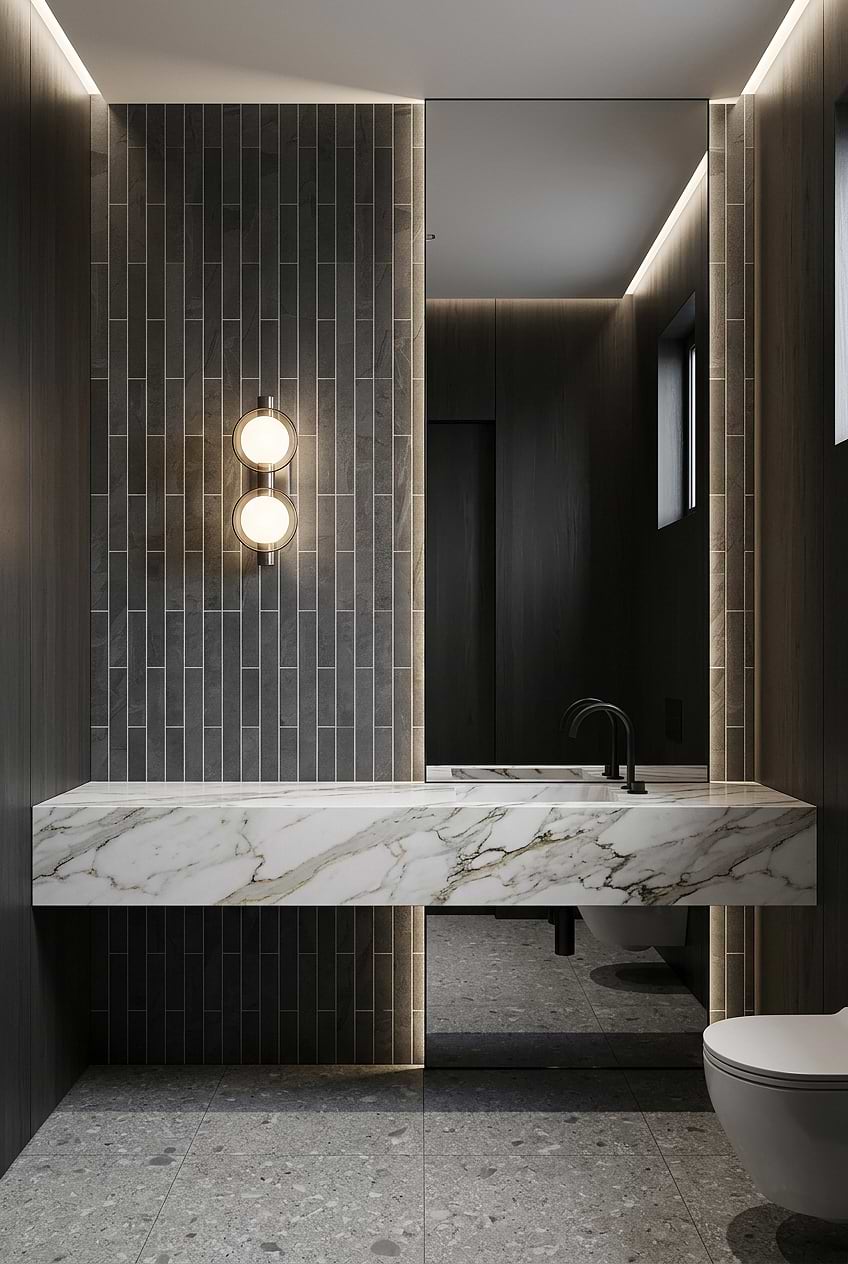 Dark Gray Slate Vertical Bathroom Wall Tile BA1045