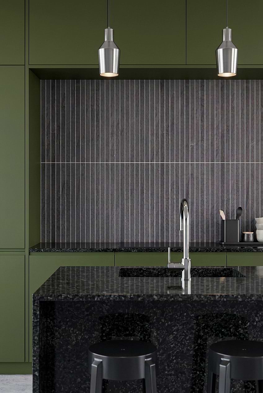 Dark Gray Slate Vertical Modern Kitchen Backsplash Tile BA1081