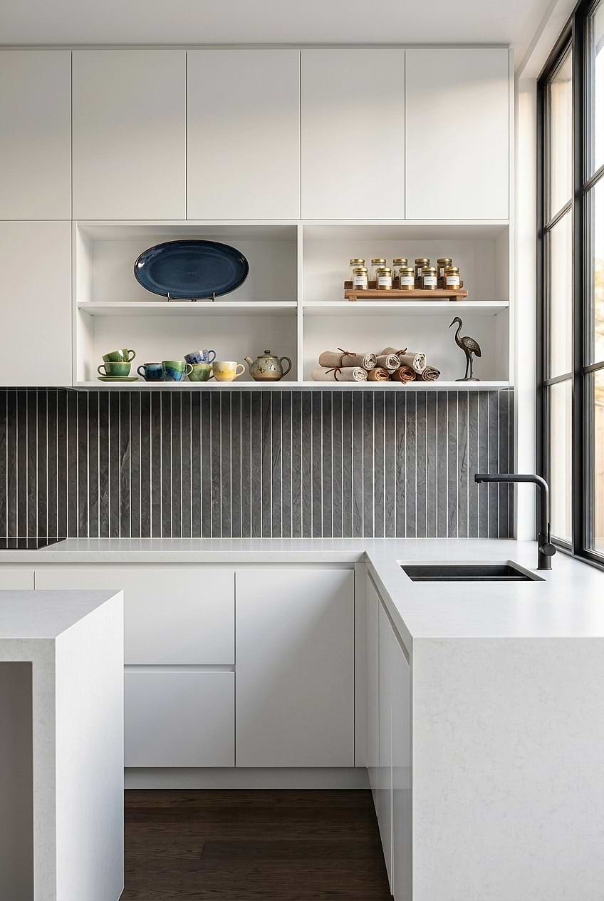 Dark Gray Vertical Slate Kitchen Backsplash Tile BA1081