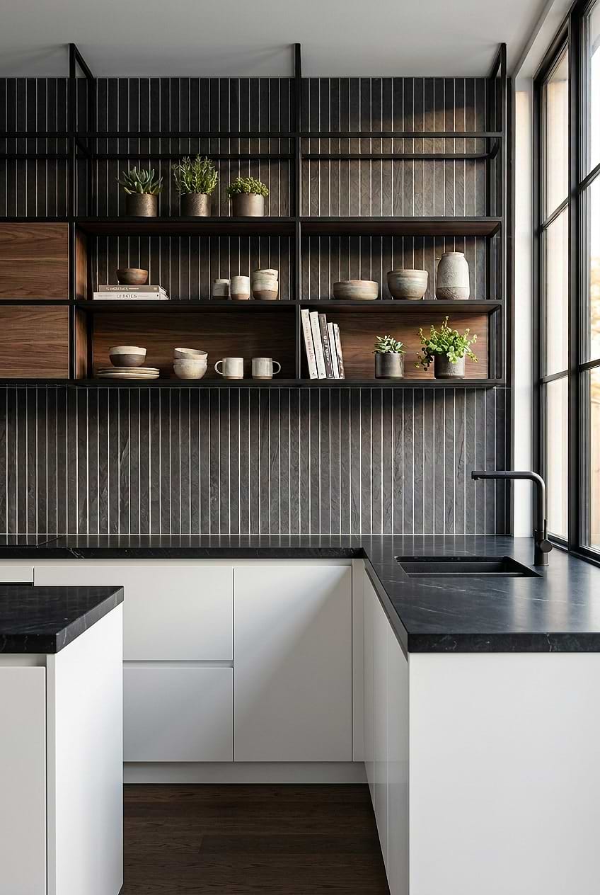 Dark Gray Vertical Slate Modern Kitchen Backsplash Tile BA1081 blog Dark Gray Vertical Slate Modern Kitchen Backsplash Tile BA1081