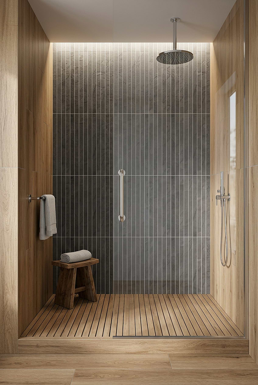 Dark Gray Vertical Slate Shower Wall Tile BA1081 Dark Gray Vertical Slate Shower Wall Tile BA1081