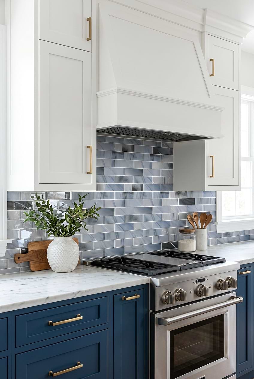 Glossy Blue Sparkle Glass Backsplash Tile BA8010
