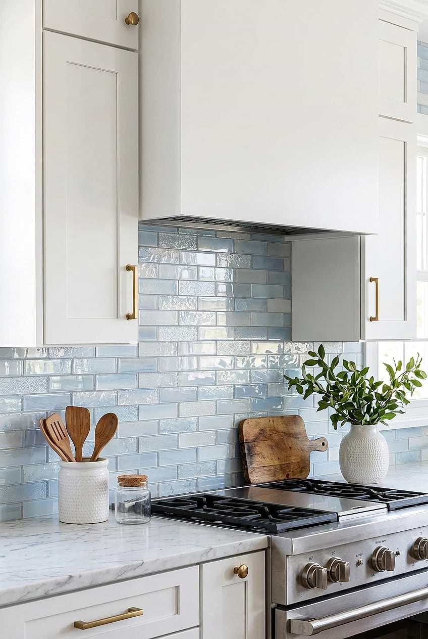 Glossy Cloud Blue Backsplash Tile BA5560