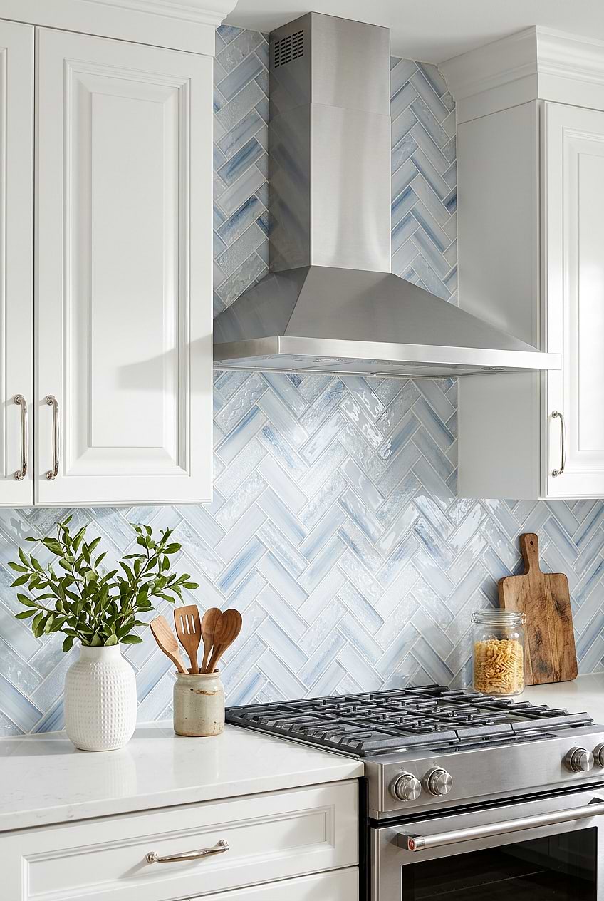 Glossy Glass Ocean Blue Backsplash Tile BA5507 LOT C