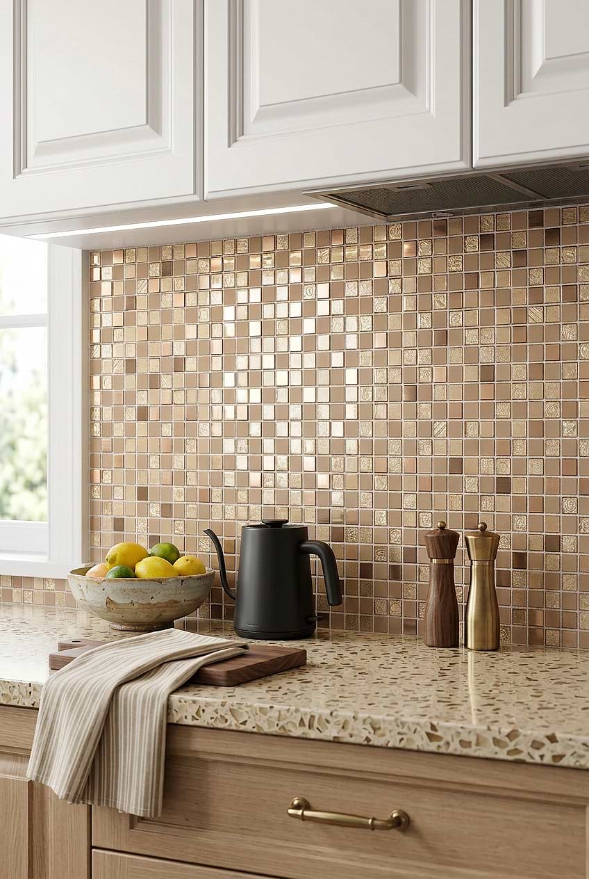 Gold Copper Glass Metal Mosaic BA1134