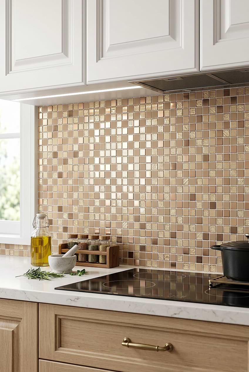 Gold Copper Glass Mosaic Backsplash BA1134
