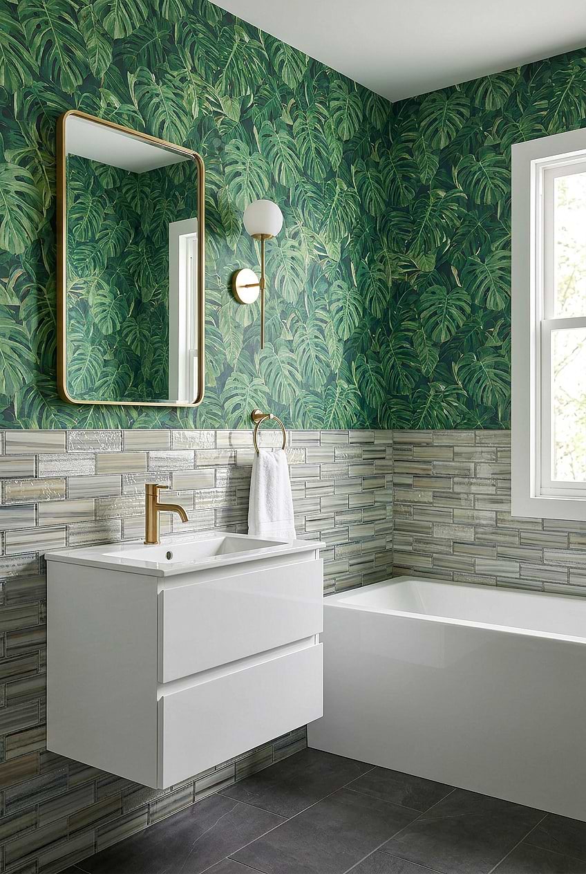 Gray Blue Glass Subway Bathroom Wall Tile BA5565