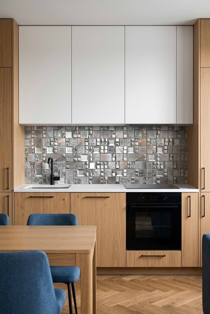 Gray Metal Glass Mosaic Backsplash BA62010