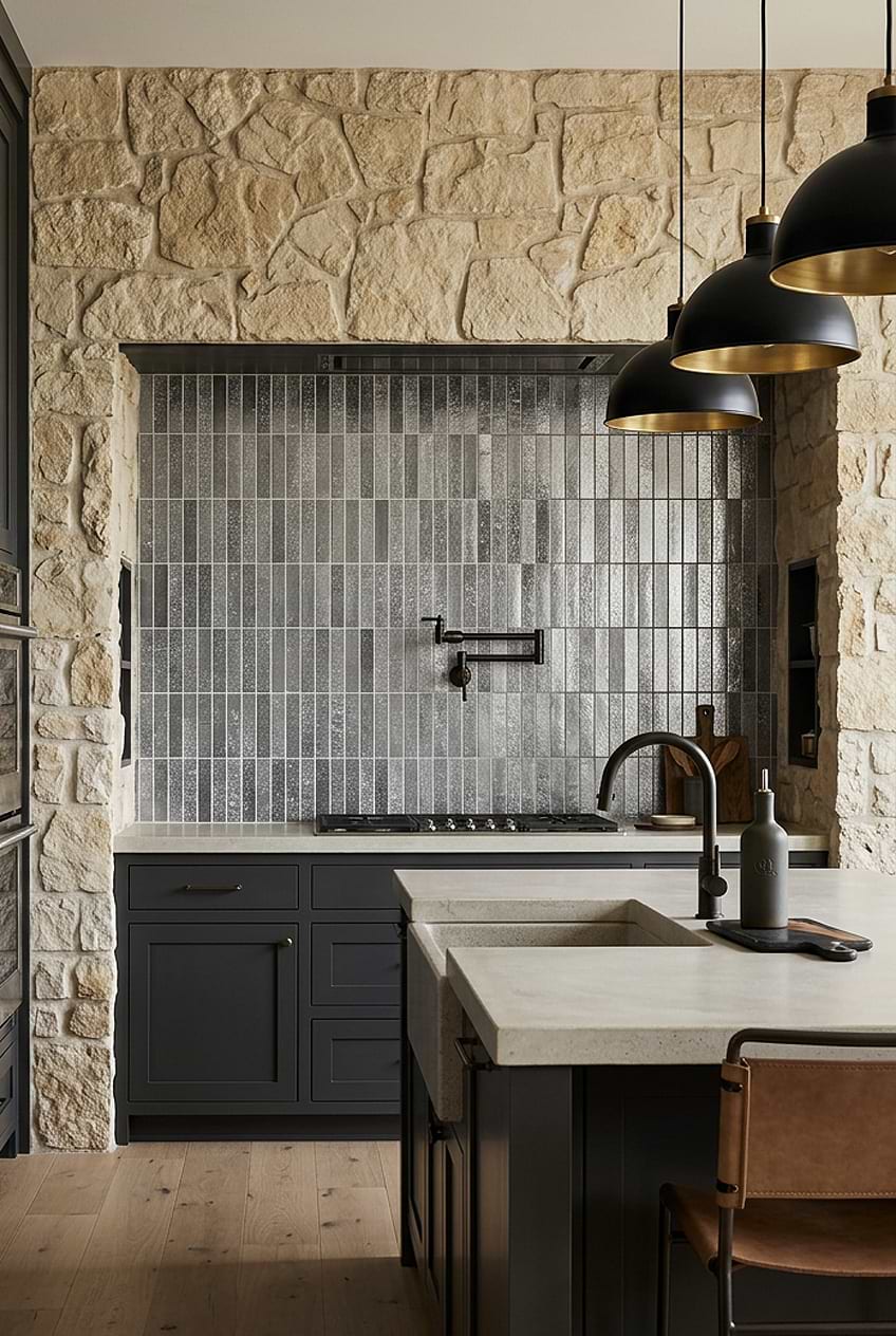 Gray Metallic Mosaic Kitchen Backsplash BA6205