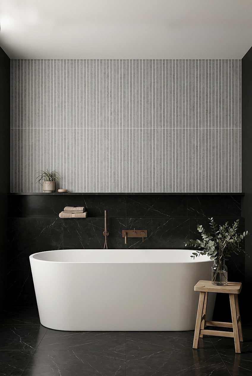 Gray Porcelain Vertical Bathtub Accent Wall Tile BA4503