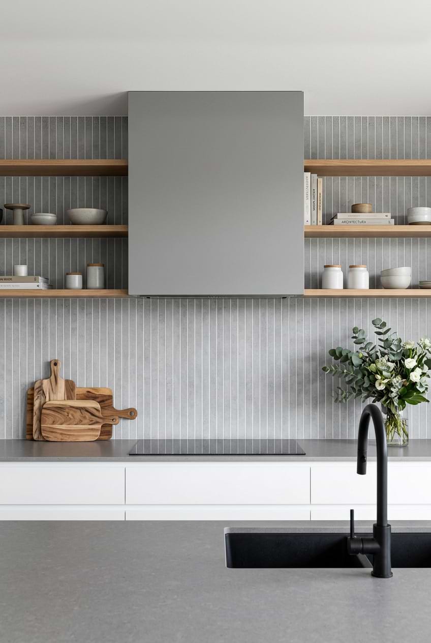Gray Vertical Porcelain Mosaic Kitchen Backsplash BA4503