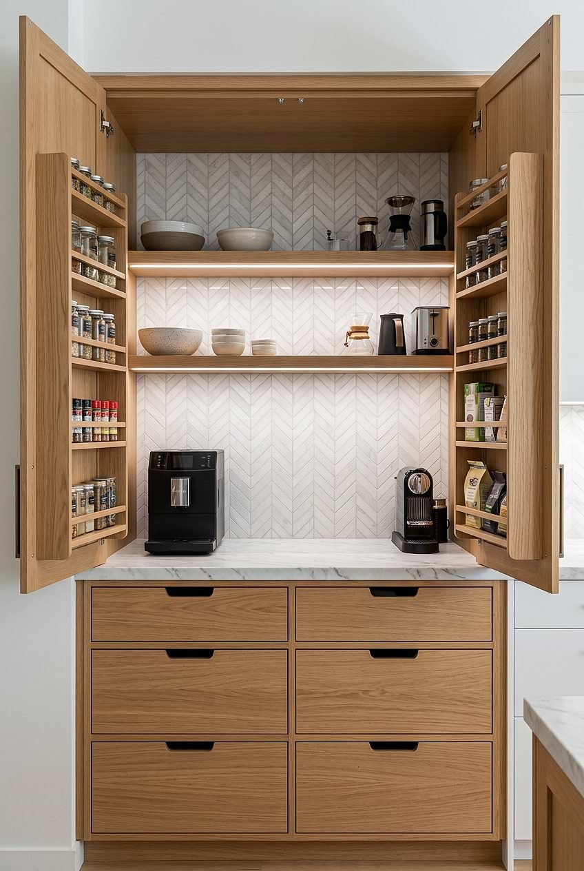 Kitchen Storage Cabinets Marble Chevron Backsplash Tile BA631613