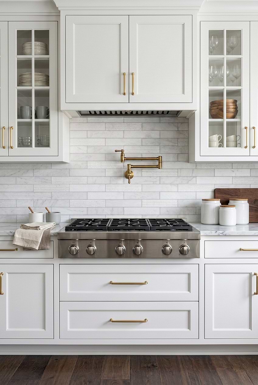 Large White Marble Subway Kitchen Backsplash BA8035