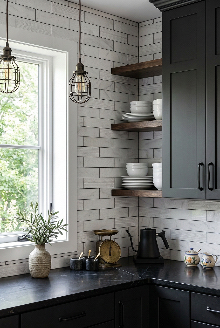 Large White Marble Subway Kitchen Backsplash BA8035