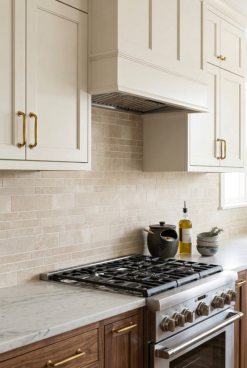 Light Ivory Travertine Subway Kitchen Backsplash BA1092